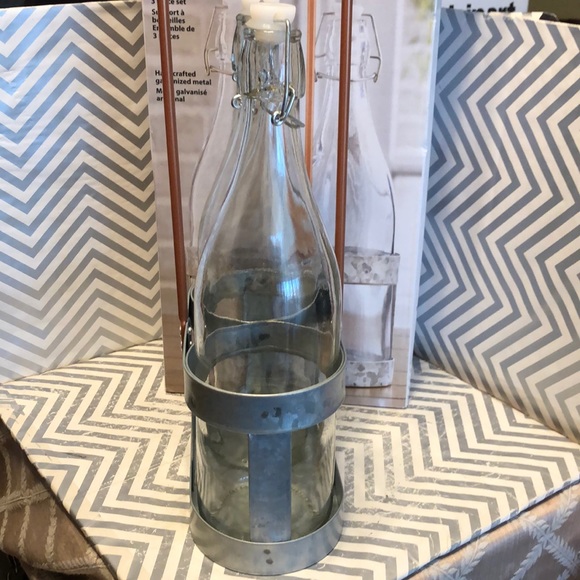 Heritage Home Bottle Caddy Set Galvanized Metal - Picture 2 of 4